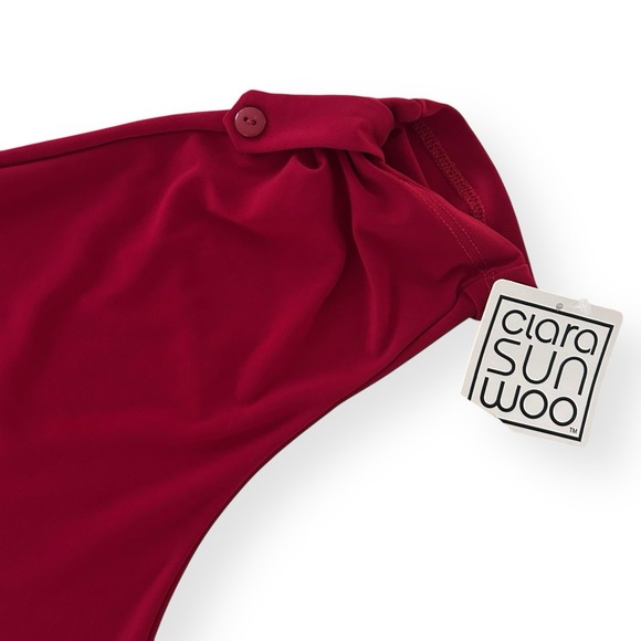 Ciara Sun Woo Women's Size Small Red 3/4 Sleeves Asymmetric Hem Tunic Top NWT - Picture 8 of 12